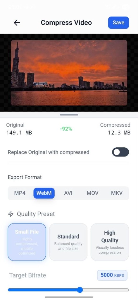Compress Video Feature Screenshot