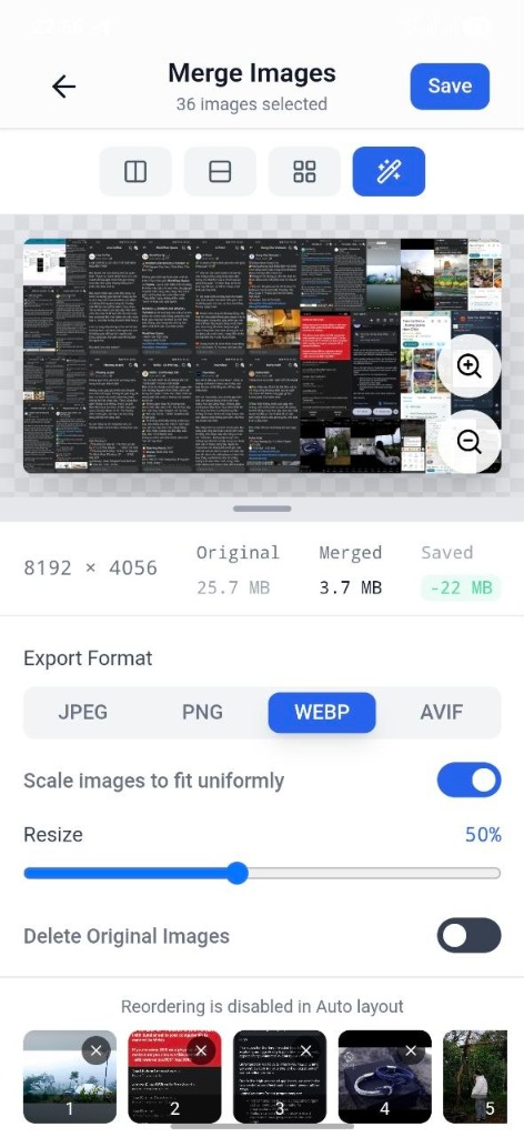 Merge Images Feature Screenshot